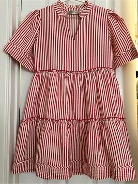 Women’s Red Striped Tiered Dress